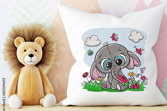 Reviewing the Elephant with Butterflies and Flowers Design